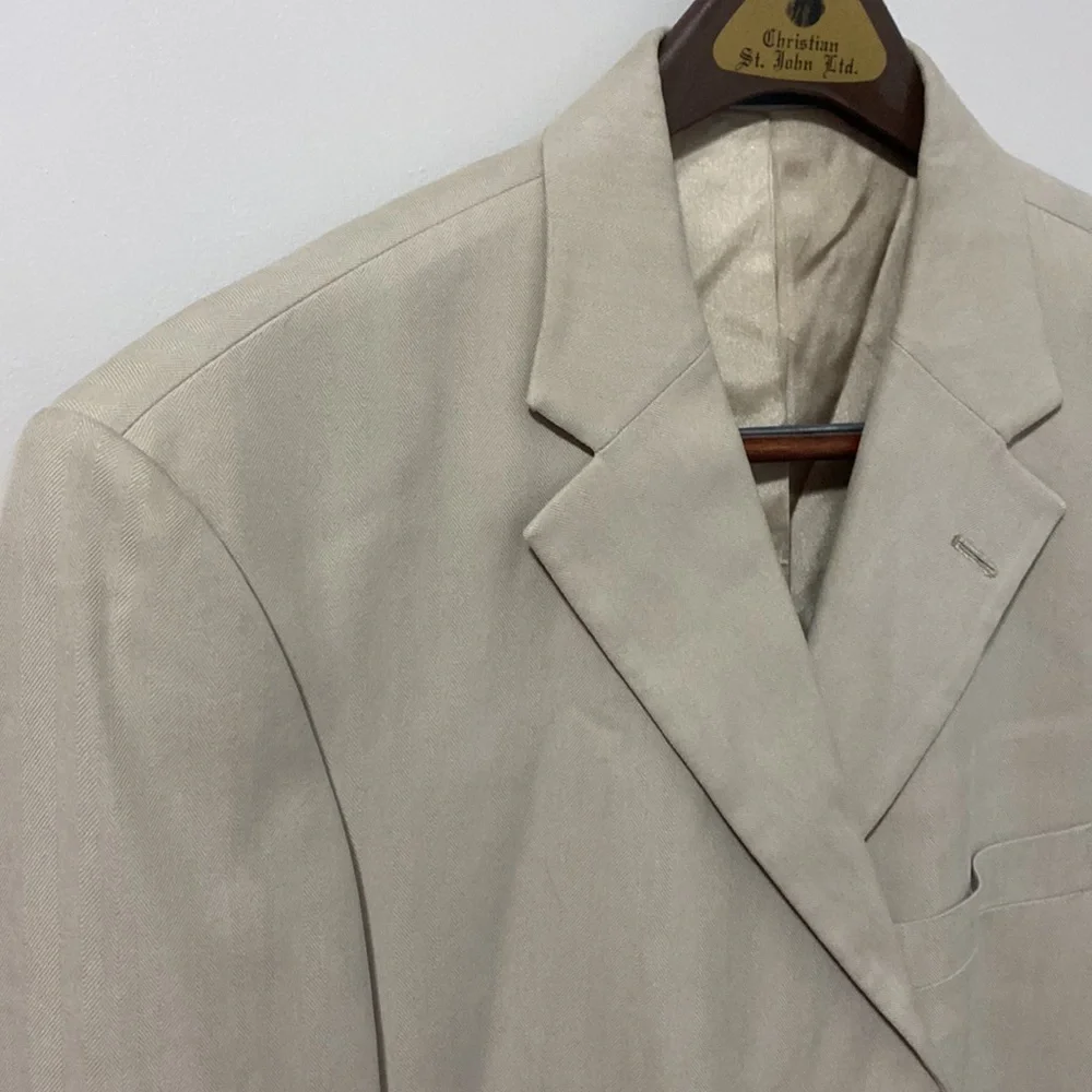 Vintage Oscar De La Renta Beige Silk‎ Blazer